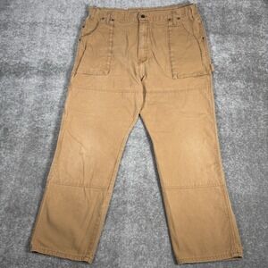 Dickies Pants Men's 42x30 Brown Duck Canvas Relaxed‎ Fit Double Knee Distressed